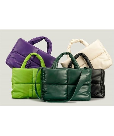 Hobo Bags for Women Soft Puffer Down Padding Shoulder Bags Top-Handle Bags Square Solid Tote Handbags Olive $36.97 Totes