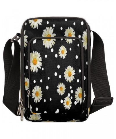 Flower Daisy Crossbody Bag, Adjustable Phone Purse Wallet Canvas Small Crossbody Purse Bags with Shoulder Strap For Women Gir...