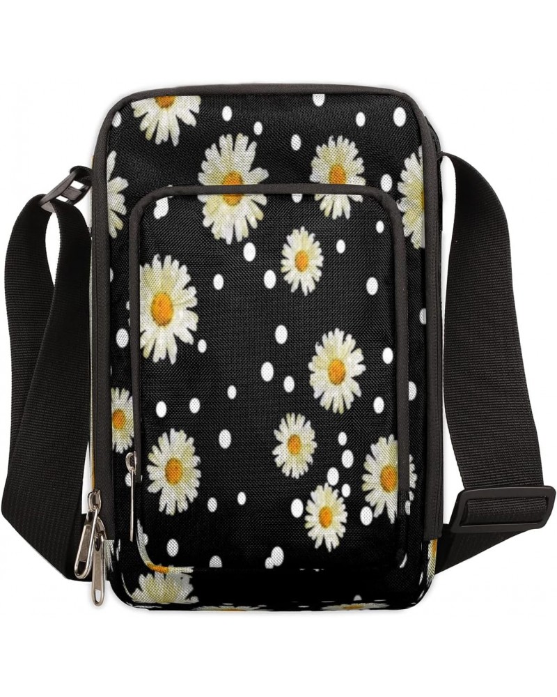 Flower Daisy Crossbody Bag, Adjustable Phone Purse Wallet Canvas Small Crossbody Purse Bags with Shoulder Strap For Women Gir...