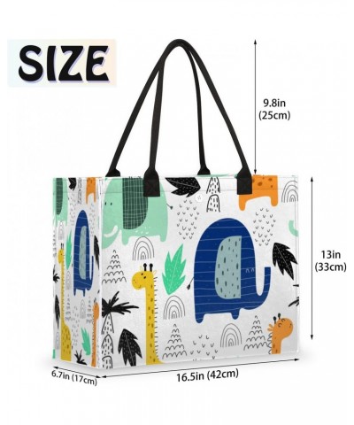 Art Giraffe Elephant Cute Tote Bag with Digital Printing | Multi-Surface Design | Interior Pockets & Exterior Buttons | Ideal...