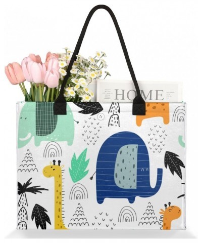 Art Giraffe Elephant Cute Tote Bag with Digital Printing | Multi-Surface Design | Interior Pockets & Exterior Buttons | Ideal...