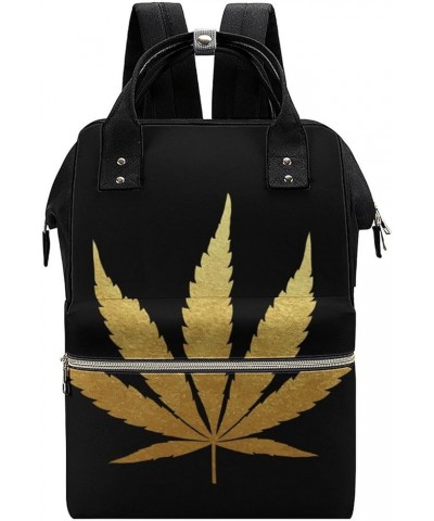 Chinese New Year Print Backpack Work Business, Travel Rucksack Daypack for Adults Women, Handbag,Black Cannabiss Leaf Print $...