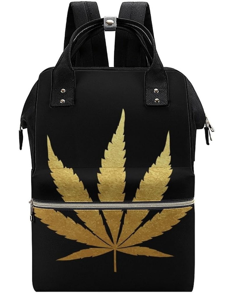 Chinese New Year Print Backpack Work Business, Travel Rucksack Daypack for Adults Women, Handbag,Black Cannabiss Leaf Print $...