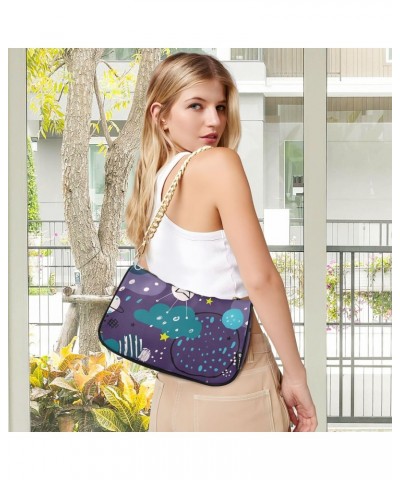 Shoulder Bag Doodle Purple Space Planet Women Clutch Handbag Shoulder Purch Date Chain Bag Tote Bag Spring Holiday Birthday G...