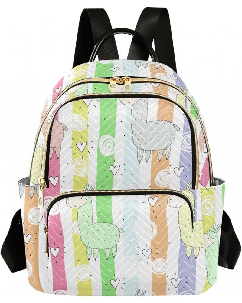 Travel Backpack Purse for Women Fashion Anti-theft Work Casual Funny Llama Stripe Daypack Shoulder Bag Medium Size Small $20....