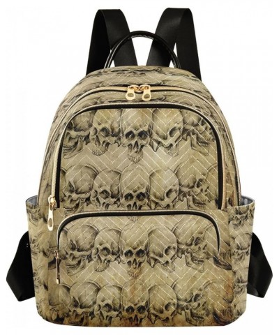 Fashion Backpack Mini Backpack Purse Casual Daily Backpack Tattoo Art Skulls over Old Paper for Travel for College Work Small...