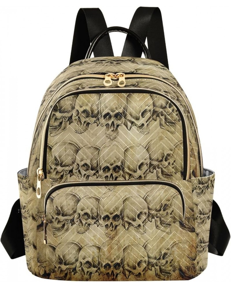 Fashion Backpack Mini Backpack Purse Casual Daily Backpack Tattoo Art Skulls over Old Paper for Travel for College Work Small...