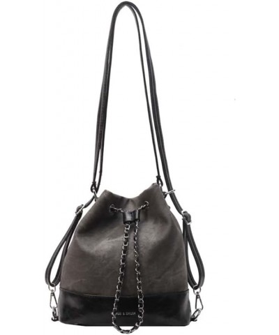 Versatile Commuter Crossbody Bag for Women's Handheld Retro Drawstring Bucket Bag Black $19.18 Crossbody Bags