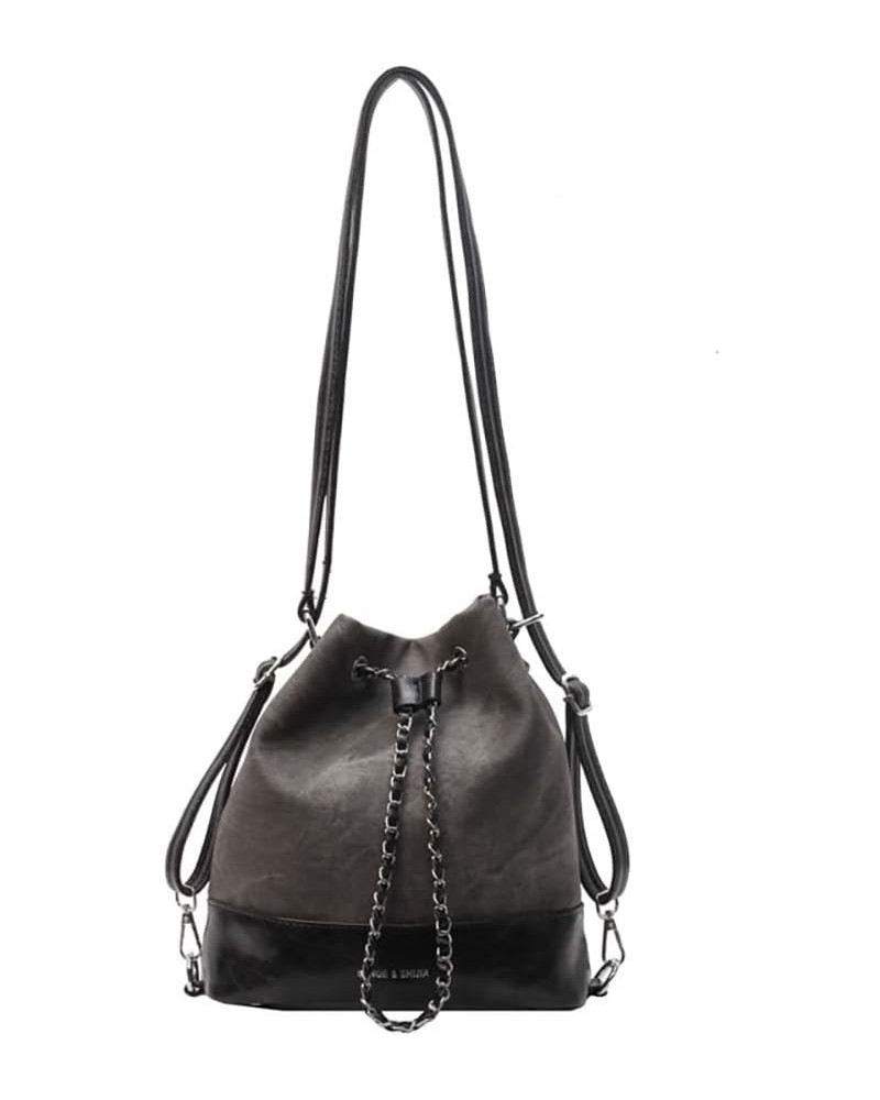 Versatile Commuter Crossbody Bag for Women's Handheld Retro Drawstring Bucket Bag Black $19.18 Crossbody Bags