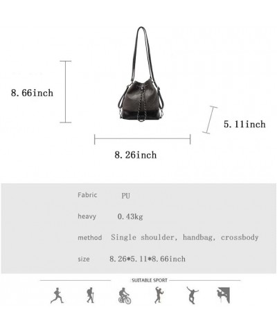 Versatile Commuter Crossbody Bag for Women's Handheld Retro Drawstring Bucket Bag Black $19.18 Crossbody Bags