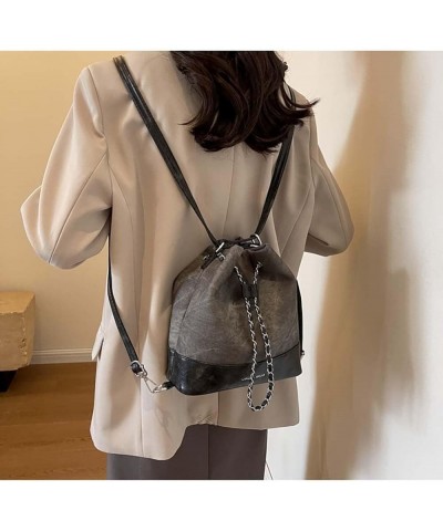 Versatile Commuter Crossbody Bag for Women's Handheld Retro Drawstring Bucket Bag Black $19.18 Crossbody Bags