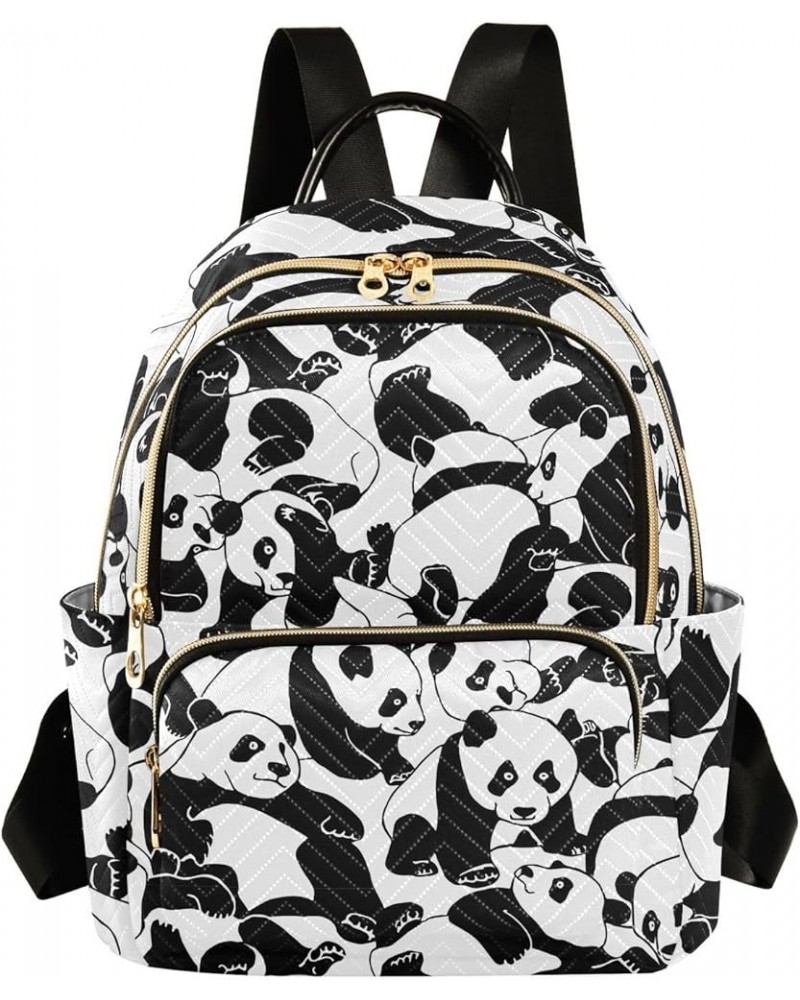 Pandas Pattern Mini Backpack Purse for Women, Asian Animals Travel Backpack Fashion Backpack Lightweight Shoulder Bag Small C...