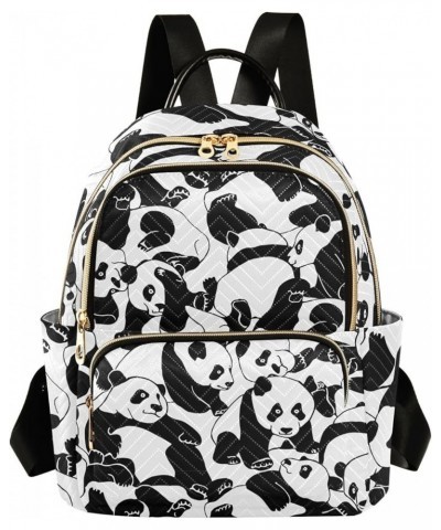 Pandas Pattern Mini Backpack Purse for Women, Asian Animals Travel Backpack Fashion Backpack Lightweight Shoulder Bag Small C...