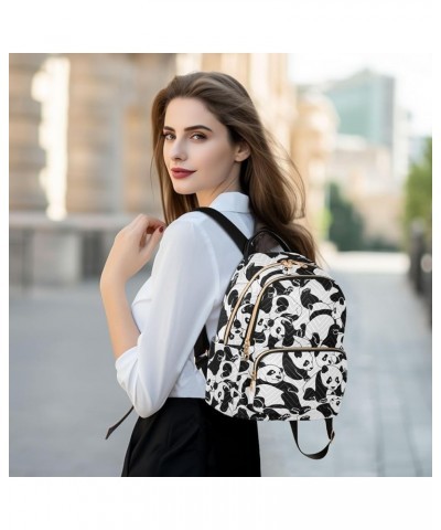 Pandas Pattern Mini Backpack Purse for Women, Asian Animals Travel Backpack Fashion Backpack Lightweight Shoulder Bag Small C...