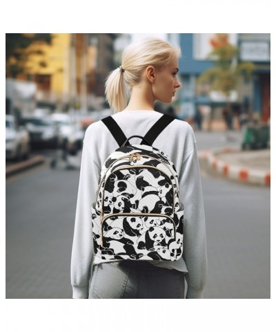 Pandas Pattern Mini Backpack Purse for Women, Asian Animals Travel Backpack Fashion Backpack Lightweight Shoulder Bag Small C...