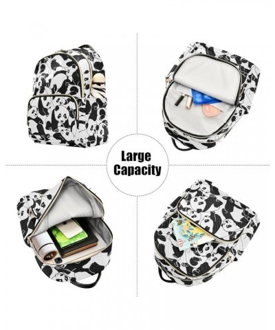 Pandas Pattern Mini Backpack Purse for Women, Asian Animals Travel Backpack Fashion Backpack Lightweight Shoulder Bag Small C...