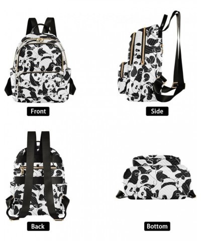 Pandas Pattern Mini Backpack Purse for Women, Asian Animals Travel Backpack Fashion Backpack Lightweight Shoulder Bag Small C...