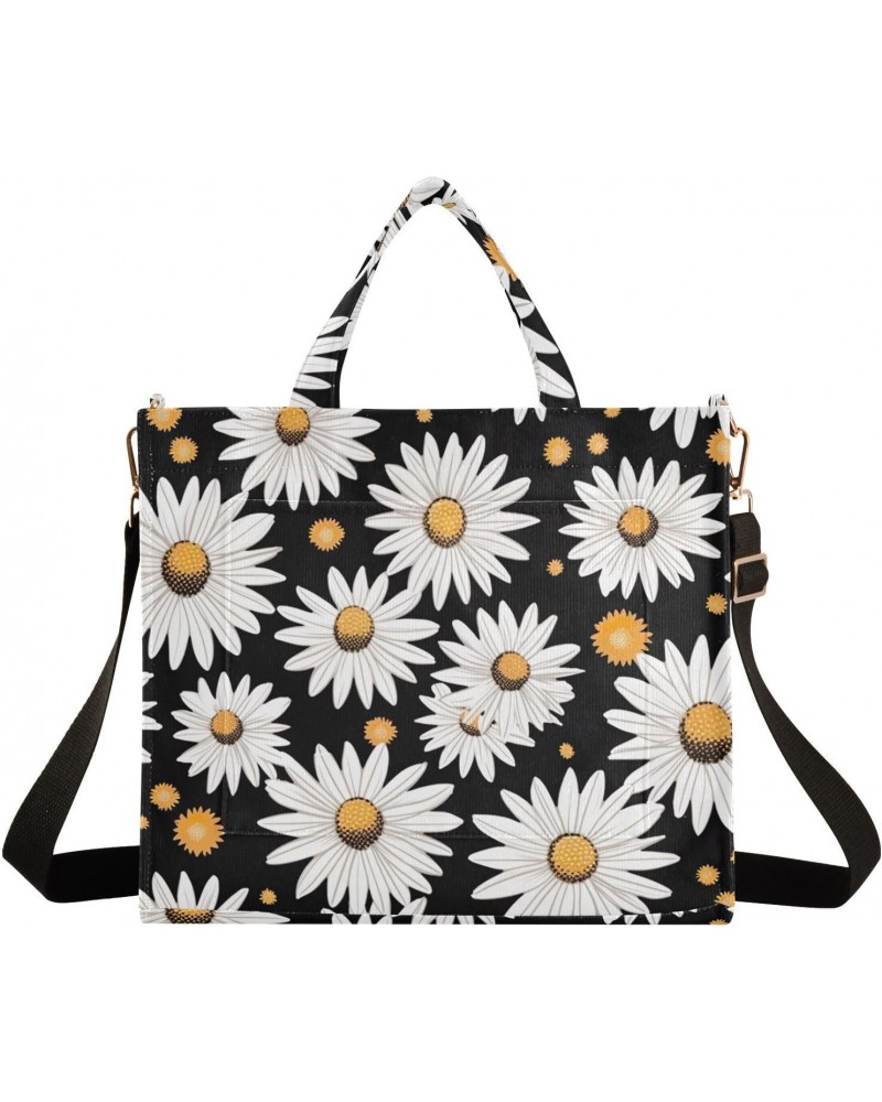 Daisy Black Crossbody Bag Women Corduroy Tote Bags Casual Shoulder Handbag Hobo Messenger Bag, S $11.98 Totes