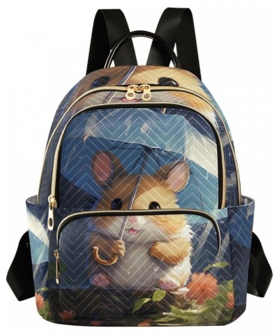 Small Backpack Purse for Women, Hamster with Umbrella Travel Bag Casual Daypack Shoulder Bag Medium $16.92 Backpacks