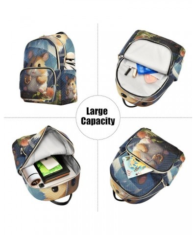 Small Backpack Purse for Women, Hamster with Umbrella Travel Bag Casual Daypack Shoulder Bag Medium $16.92 Backpacks