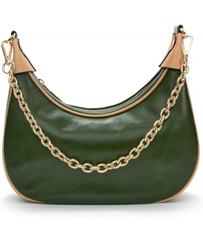 Genuine Leather Crossbody Bags for Women: Small Crescent Shoulder Bag Trendy Hobo Purse Green $38.85 Hobo Bags