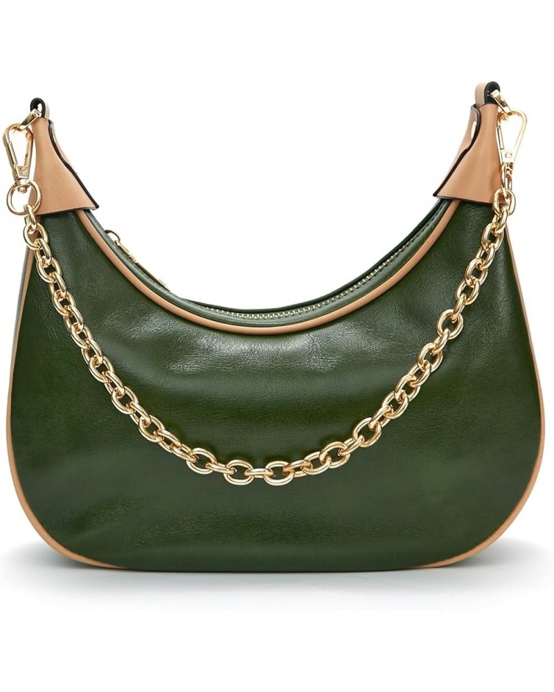 Genuine Leather Crossbody Bags for Women: Small Crescent Shoulder Bag Trendy Hobo Purse Green $38.85 Hobo Bags