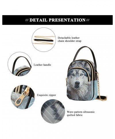 Handsome Wolf Crossbody Shoulder Bags for Women, Compact Fashion Sling Bag with Chain Strap Top handle for Evening Party Dati...