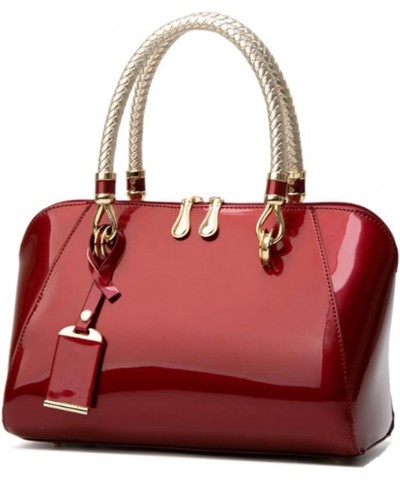 Top-handle Handbags Purse Satchel for Women Patent PU Shoulder Crossbody Bag Medium Tote Wine $13.94 Shoulder Bags