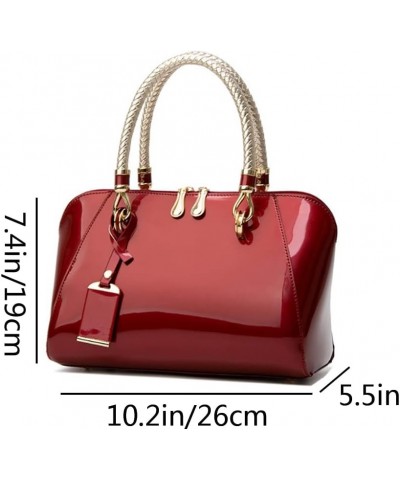 Top-handle Handbags Purse Satchel for Women Patent PU Shoulder Crossbody Bag Medium Tote Wine $13.94 Shoulder Bags