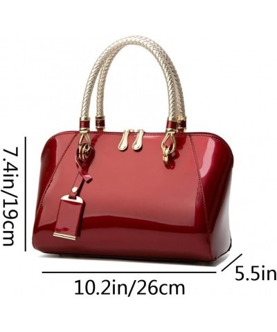 Top-handle Handbags Purse Satchel for Women Patent PU Shoulder Crossbody Bag Medium Tote Wine $13.94 Shoulder Bags