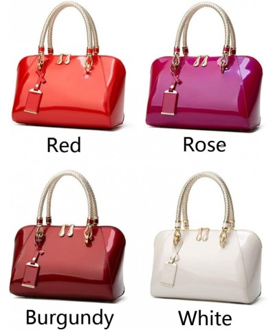 Top-handle Handbags Purse Satchel for Women Patent PU Shoulder Crossbody Bag Medium Tote Wine $13.94 Shoulder Bags