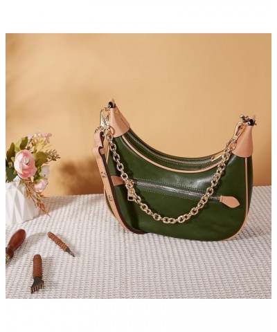 Genuine Leather Crossbody Bags for Women: Small Crescent Shoulder Bag Trendy Hobo Purse Green $38.85 Hobo Bags