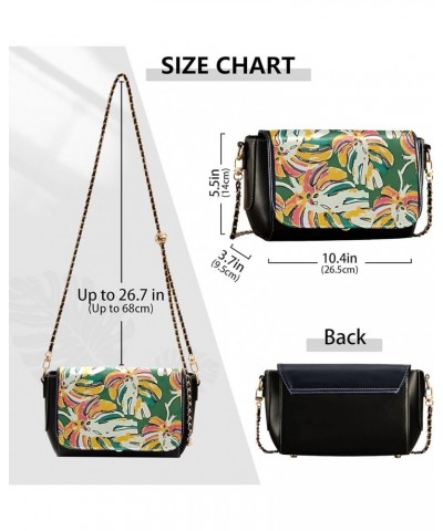 Abstract Colorful Tie Dye Women Leather Shoulder Bag Flower Print Crossbody Bags Women Fashion Handbags Chain Strap Summer Fl...