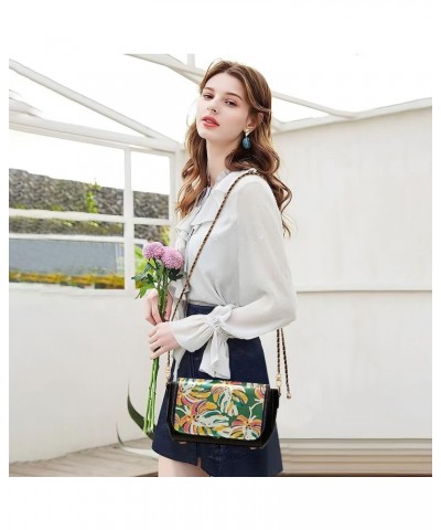 Abstract Colorful Tie Dye Women Leather Shoulder Bag Flower Print Crossbody Bags Women Fashion Handbags Chain Strap Summer Fl...