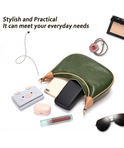 Genuine Leather Crossbody Bags for Women: Small Crescent Shoulder Bag Trendy Hobo Purse Green $38.85 Hobo Bags