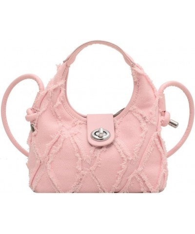 Denim Hobo Bag for Women Crossbody Dumpling Purses Ladies Tassel Shoulder Handbags Totes Satchels with Knotted Strap Pink $13...