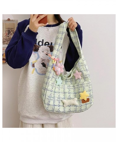 Y2K Star Tote Bags Grunge Plaid Shoulder Purse Aesthetic Hobo Bags for Women Teen Girls School Green $13.28 Totes