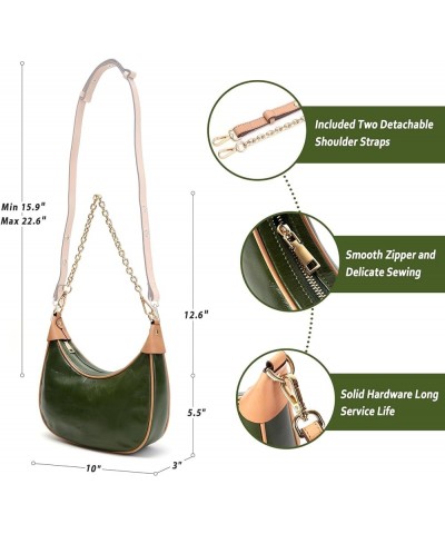 Genuine Leather Crossbody Bags for Women: Small Crescent Shoulder Bag Trendy Hobo Purse Green $38.85 Hobo Bags