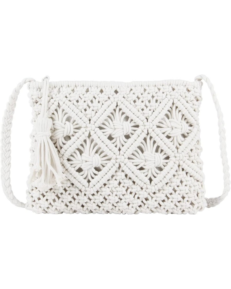 Women's Handwoven Crossbody Purse Summer Beach Clutch Purses Woven Handmade Shoulder Handbag White $18.85 Totes