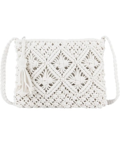 Women's Handwoven Crossbody Purse Summer Beach Clutch Purses Woven Handmade Shoulder Handbag White $18.85 Totes