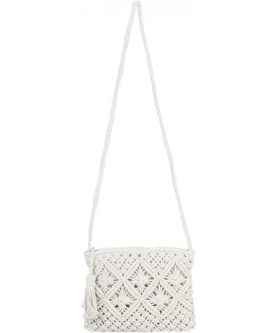 Women's Handwoven Crossbody Purse Summer Beach Clutch Purses Woven Handmade Shoulder Handbag White $18.85 Totes