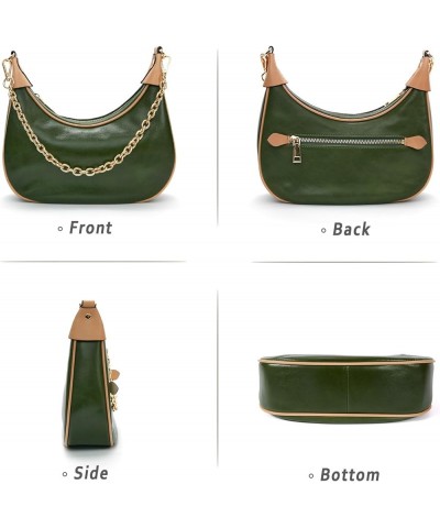 Genuine Leather Crossbody Bags for Women: Small Crescent Shoulder Bag Trendy Hobo Purse Green $38.85 Hobo Bags