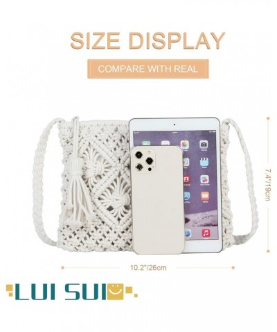 Women's Handwoven Crossbody Purse Summer Beach Clutch Purses Woven Handmade Shoulder Handbag White $18.85 Totes