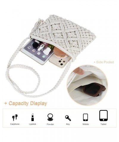 Women's Handwoven Crossbody Purse Summer Beach Clutch Purses Woven Handmade Shoulder Handbag White $18.85 Totes