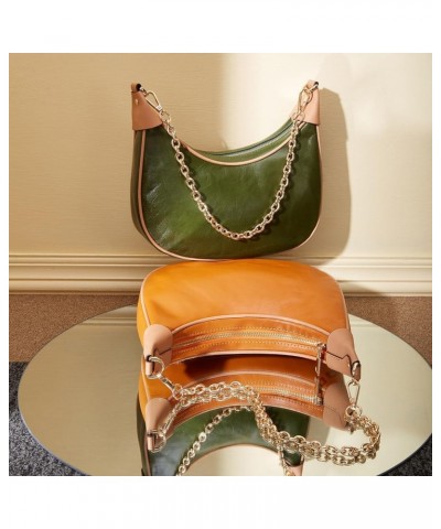 Genuine Leather Crossbody Bags for Women: Small Crescent Shoulder Bag Trendy Hobo Purse Green $38.85 Hobo Bags