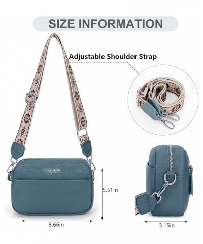 Crossbody Bags for Women Genuine Leather Camera Bag Purse with Wide Guitar Strap Trendy Shoulder Bag Purse A02-blue $15.89 Cr...