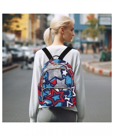 Fashion Small Backpack for Women, (Anime American Star) Daypack Casual Quilted Shoulder Bag for Work Travel Daily Medium $12....