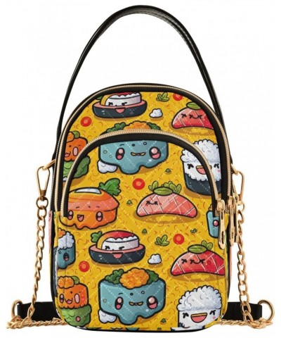 Kawaii Doodle Sushi Small Crossbody Bags for Women Cell Phone Shoulder Purse Handbags Wallet 21214849 $16.23 Crossbody Bags