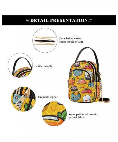 Kawaii Doodle Sushi Small Crossbody Bags for Women Cell Phone Shoulder Purse Handbags Wallet 21214849 $16.23 Crossbody Bags