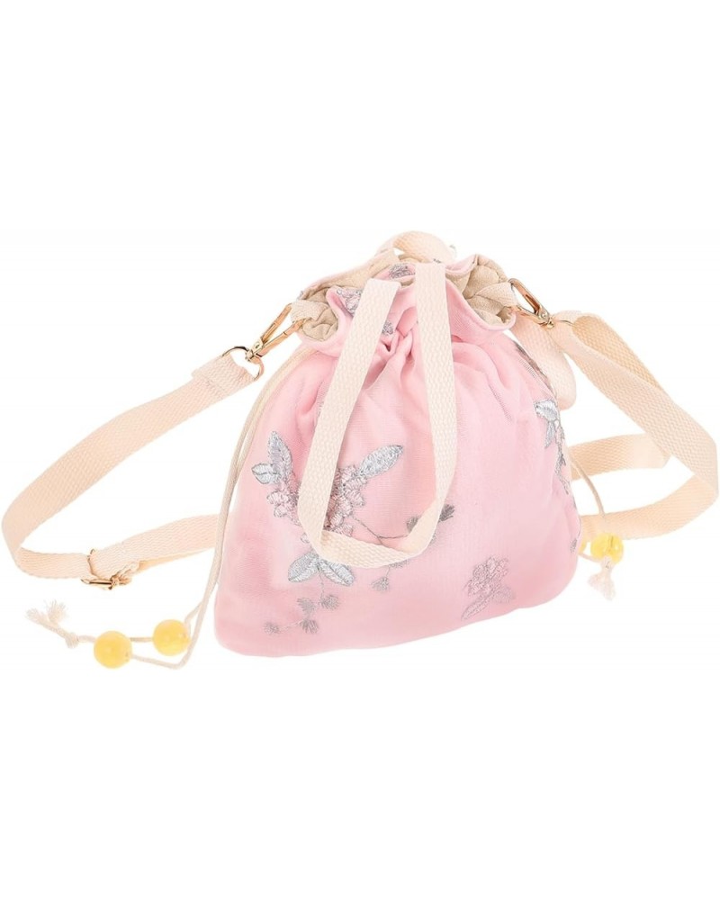 1pc handbag white hand bag white tote purse canvas drawstring bags Embroidered Chinese Retro Crossbody Pink $9.23 Totes